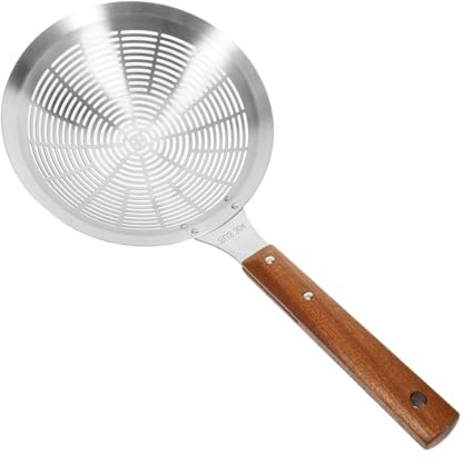 ULTECHNOVO Colador De Acero Inoxidable Cuchara Ranurada Utensilio De Cocina Para Freír Pasta Colador Mango Para Wok y Fideos