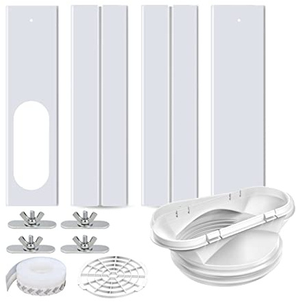 Highlandhue Portable Air Conditioner Window Kit,2-in-1 Universal Window Seal for 5.1/5.9 Exhaust Hose and Tumble Dryer,Mobile A/C Window Vent Seal Kit with 4 Adjustable Seal Plate