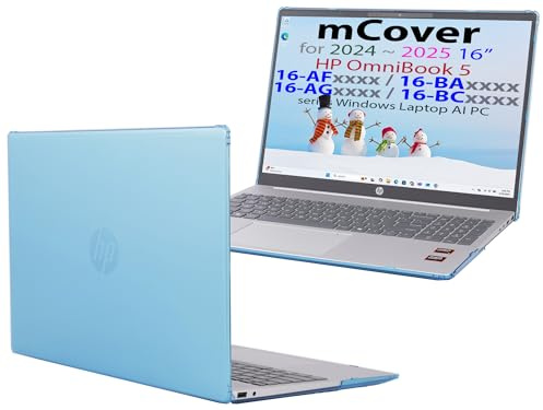 mCover Case ONLY Compatible for 16” 2024+ HP OmniBook 5 16-AF / 16-AG / 16-BAxxxx / 16-BCxxxx and Pavilion 16-AF / 16-AG0000 Series Windows AI Notebook PC (NOT Fitting Other HP Models)- Aqua