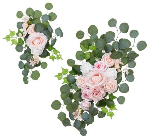 LAIOUSN Elegante festone di fiori di seta per matrimonio porta ad arco artificiale composizione floreale per cerimonia ghirlande di fiori ornamento accessori da sposa