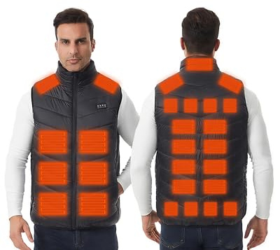 Monave Gilet chauffant pour homme femme 27 coussins chauffants, gilet chauffant pour moto, pêche, marche et travail en plein air pour Noël et Thanksgiving (batterie non incluse)