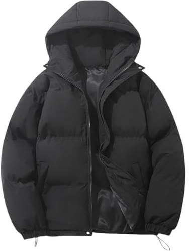 Kmrlofiy Wintermantel mit Kapuze Damen Warm Dicke Hoodie Daunenjacke Steppjacke Winter Outdoor Winddicht Kapuzejacke Puffer Wattierte Jacke Loose Steppmantel Frauen Übergangsjacke (Schwarz, XXL)