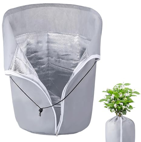 Thermo Topfschutz - Topfpflanzen Schutzbeutel Für Pflanzen - Winter Topfschutz Mit Zugband - Frost Schutz Für Pflanzkübel Pflanztöpfe Für Pflanzen, Oxford + Aluminiumfolie, 45x50cm/45x70cm/65x70cm