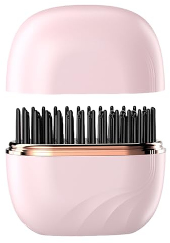 dijiusidy Mini plattång Uppladdningsbar plattborste med säkert värmebeständigt skal Lämplig för alla hårtyper Uppladdningsbar bärbar borste, rosa