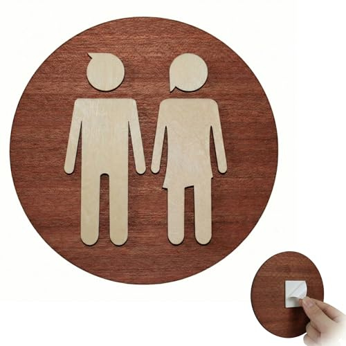 Cartello Toilette in Legno, Targhette Bagno Uomo Donna, Adesivi Bagno Decorativi Artigianali