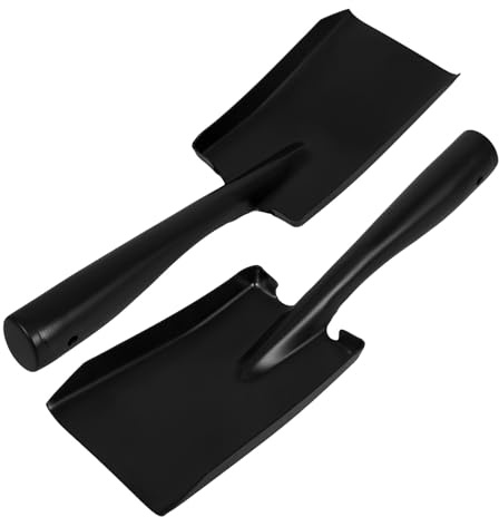 Hemobllo Lot de 2 Pelles à Cendres de Cheminée en Acier Manganèse Mini Pelle à Charbon Portable Revêtement Anti-Oxydation Poignée Ergonomique pour Barbecue Poêle à Bois Jardinage et