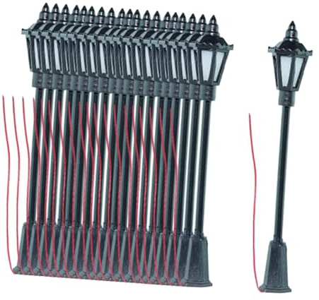 TTETTZ 60 Piezas Lámparas de Modelo Ferroviario Miniatura Poste de Luz Accesorios para Construcción Material PP Adecuadas para Decoración de Jardín Escenogra, 10 Piezas
