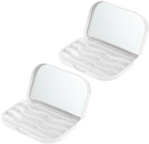 Healvian 2pcs Magnetic Eyelash Storage Box Set for False Lashes 3d Fiber Artificial Eyelash Organizer Case with Lid for Makeup and Travel