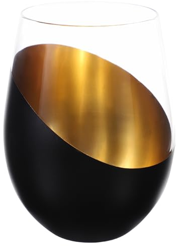 WATIIFUFU Bicchiere da Vino senza Stelo Trasparente Nero Dorato, Bicchiere da Whisky e Cocktail Capacità Media, Decorazione Elegante per Casa, Ufficio e Feste di Compleanno Uomo