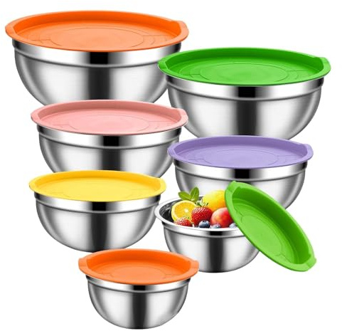 Genérico Juego De Tazones Para Mezclar Con - Herméticas Anidadas De Acero Inoxidable - Tazones Para Mezclar Verduras Y Ensaladas Caseras - Ofreciendo Tranquilidad Al Batir O Amasar Masa, Especialme