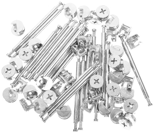 SILENRADAWN Kit de Ferrures pour Meubles 20 Pièces Connecteurs à Came Double Tête en Alliage de Zinc et Fer, Fixation Solide pour Armoires et Mobilier de Bureau Argenté