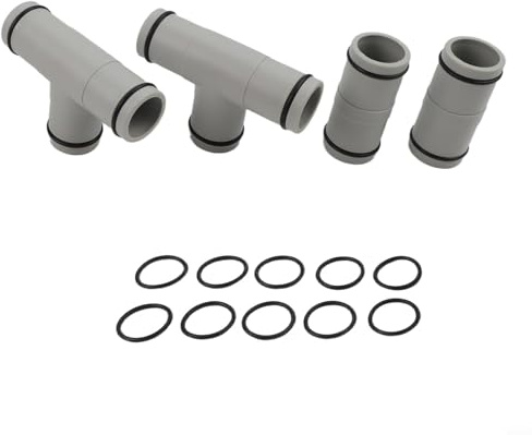 Axorafow Lot de 2 raccords en T pour tuyau de piscine - 2 filtres droits - Anti-fuite - Pour pompe de piscine hors sol - 25 - Avec joints toriques - Adaptateurs PP