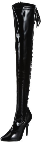 Pleaser SEDUCE-3063 Damen Stiefel, Schwarz (Blk str pat), EU 38 (UK 5) (US 8)