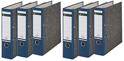 Leitz 1080 Qualitäts-Ordner 180A mit Schlitzen A4 Breit, 6 Stück im Sparpack (blau, 2)