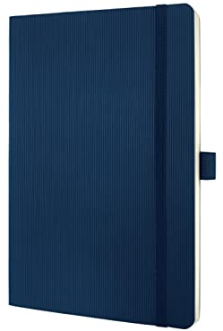 Sigel CO326 Notizbuch A5 kariert blau, Softcover, 194 nummerierte Seiten, nachhaltiges Papier, mit Inhaltsverzeichnis, Stiftschlaufe, Falttasche, Gummibandverschluss, Conceptum