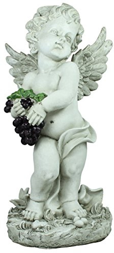 colourliving® Engel mit schwarzen Trauben Deko-Engel 45 cm hoch Putte mit Weinrebe Engelfigur Dekofigur