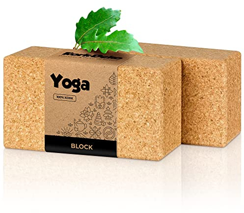Yoga Block | Blöcke (Kork) – Klotz | Klötze – 100% Naturkork – Große Auswahl – Unterschiedliche Größen – Abgerundete Kanten - Pilates Zubehör – Ideal für Anfänger + Profis