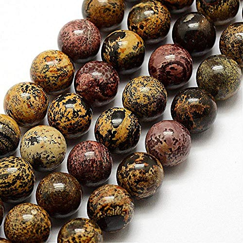 Perlin Natur Edelstein Perlen Dendritische Jaspis Opal Rund 6mm Braun Schwarz Schmuckstein Schmuckperlen Schmuckdesign Bastelzubehör Perlenkette G325