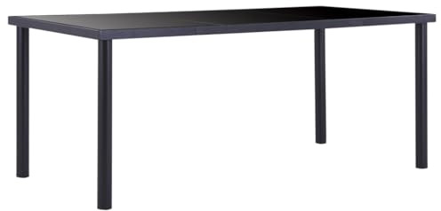 vidaXL Esstisch Küchentisch Glastisch Esszimmertisch Speisetisch Glas Tisch Esszimmer Küche Schwarz 180x90x75cm Hartglas Metallrahmen