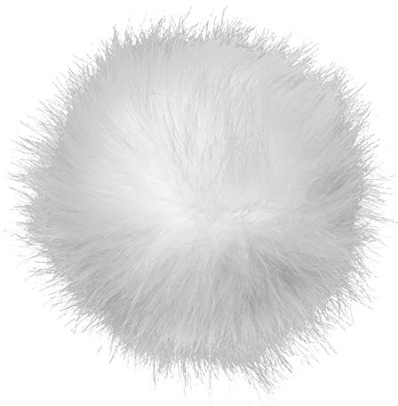 KOOSUFA Kunstfell Bommel Pompon Fellbommel für Mützen Beanies Auto Schlüsselanhänger Tasche Deko (Weiß, 10cm)