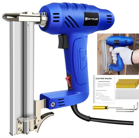2-in-1 Staple Gun, Electric Nailer Gun with 400 Staples Nails, Woodworking Tool Stapler, Heavy Duty Staple Kit for Upholstery, DIY, Fixing Material, Decoration, Carpentry, Furniture