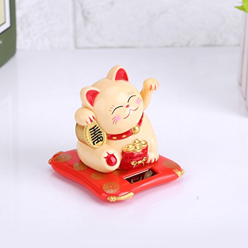 Gato de la Suerte, Gato de la Suerte Brazo Ondulante, Maneki Neko Gato de la Suerte, Gato Ondulante Chino Solar Fortune Cat Statue Decorations Fengshui Gato de la Suerte Brazo Ondulante Home Car Decor