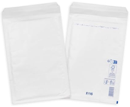 smiley pack Luftpolstertaschen Größe F6 Weiß 240 x 350 mm – 200 Stück | Gepolsterte Versandtaschen mit Selbstklebeverschluss – passend für A4+