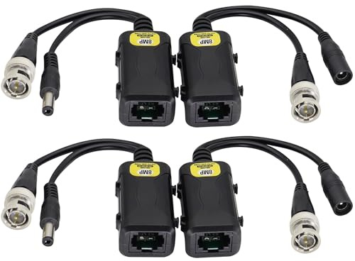 zdyCGTime Passiver Video-Balun, RJ45-Weiblich auf BNC-Männlich, DC-Netzanschluss, Netzwerk-Transceiver, Full-HD-Überwachung, RJ45 auf BNC, kompatibel mit allen Videogeräten (16,5 cm/2 Paar)