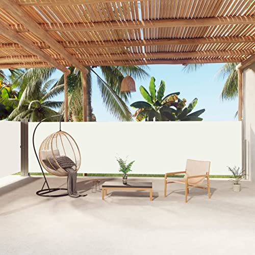 ZEYUAN Seitenmarkise Ausziehbar, Windschutz Terrasse, Balkon Windschutz, Balkon Sichtschutz, Sichtschutz Zaun, Sichtschutzzaun, Markise Balkon, Sichtschutzwand, Creme 160x1000 cm