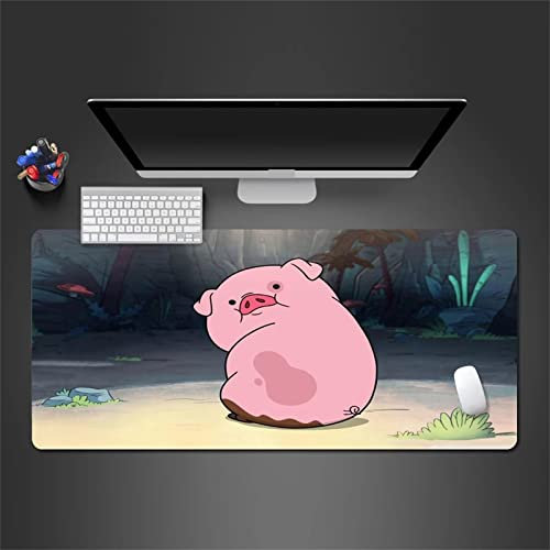 Gaming Mauspad 800x300x3mm XXL Mousepad Nettes Cartoon-Schwein mit genähten Rändern,Tischmatte aus Naturkautschuk,verbessert Präzision und Geschwindigkeit,für Gamer,Büro & Zuhause
