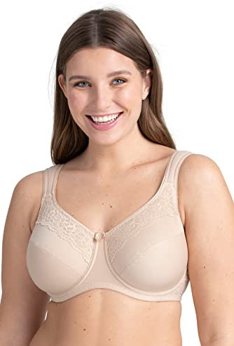 Miss Mary of Sweden Minimizer Underwired Bra Cotton Now Flatcup 34F Beige