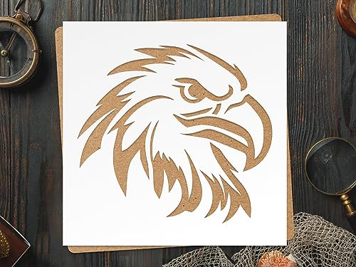 Adler Schablone zum Malen auf Holz, Leinwand, Papier, Stoff, Wänden und Möbeln 25,4 x 25,4 cm, Adler Schablone, Schablonen Wohnkultur, Wiederverwendbare DIY Kunst und Handwerk Schablonen LIONX