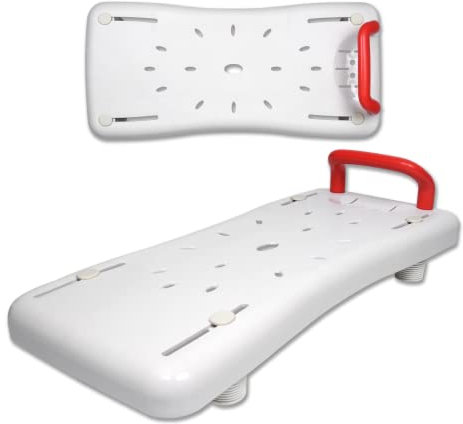 Froadp Sedile Vasca da Bagno Tavoletta da Bagno per Sedersi in Plastica PP 41-63cm Distanza Regolabile Tavola Vasca per Bagno per Adulti Anziani Donne Incinte (70x31x5cm, con Maniglia Rossa)