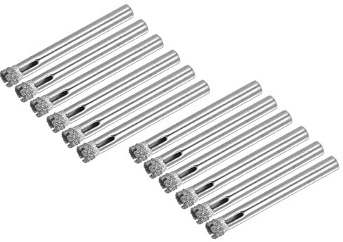 QUARKZMAN 6mm Diamante Trapano Punte x 12pz Seghettato Empio Nucleo Foro Sega Vetro Piastrella Apri per Ceramica Porcellana Marmo, [Argento Tono]