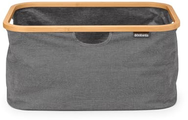 Brabantia - Panier à linge pliable 40L - Résiste à l'eau - Pour le rangement de vêtements/linge - Bordure en bambou (prise en main facile) - Lavage de vêtements - Accessoire de maison - Pepper Black