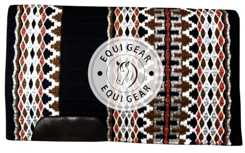 EQUIGEAR Western Ranch Horse Satteldecke aus neuseeländischer Wolle, Western-Design, handgefertigte Satteldecke, Wollpolster, Sensor Flex (Anpassung möglich), WQ96 (34x40)
