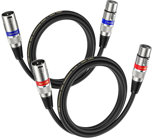 NUOSIYA 1M XLR Cables 2 Packs,XLR Male to Female 3 Pins Balanced Microphone Cable for Studio Recorder, Mic, Mixer, Speaker System, Phantom Power