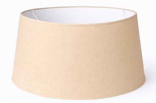 50 cm Lampenschirm, Baumwollstoff mit weißer PVC-Rückseite, handgefertigtes Produkt, für Tischlampe, Stehlampe (Creme)