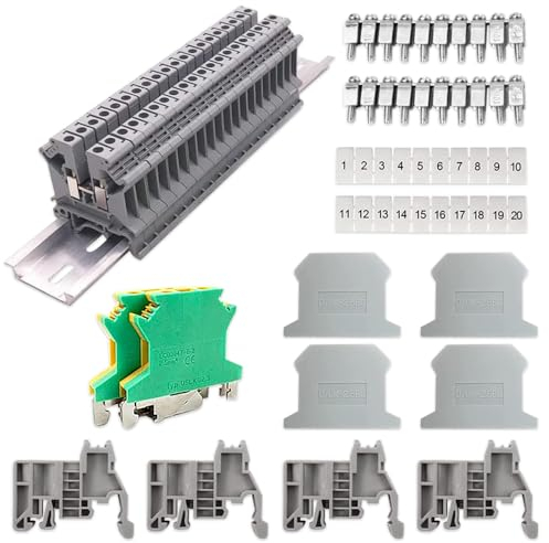 BNGXR Kit di Morsettiere Su Guida DIN,UK-2.5 Universale Morsettiera Distribuzione,Striscia di Marcatura Morsettiera Elettrica per Trasformazione di Circuiti Progetti di automazione elettrica