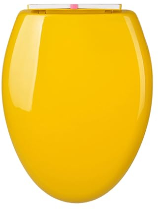 Brigtviee WC-Sitz Muschel, Hygienischer Toilettensitz Mit Absenkautomatik, WC-Deckel, Aus Antibakteriellem Duroplast Einfache Montage Und Sauber Toilettendeckel,Gelb