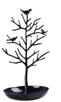 Soulnioi Schmuckständer Baum, Metall-Ringhalter/Ohrringhalter/Ringhalter, Schmuckständer für Schmuck, Ring/Hochzeitsschmuck, dekorativer Präsentationsständer, Schwarz