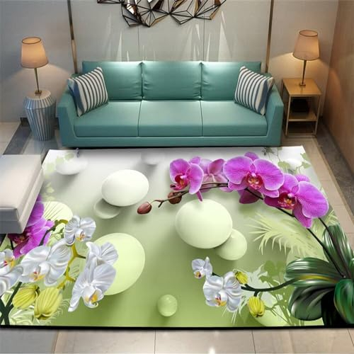 Kunsen 180X280CM Teppich Zuschneidbar Moderne minimalistische Schlafzimmer-Esszimmerdekoration, rutschfest, niedriger Flor, grün Kuschel Groß Lila Flickenteppich Langer Flur