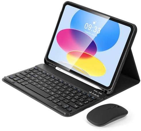 SOPPY Custodia con Tastiera e Mouse per iPad 11a Generazione (A16) 11 Pollici 2025, 10a Gene 10,9 Pollici 2022, cover Protettiva Staccabile, con Slot per Penna Stilo, Layout Italiano - Nero