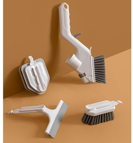 Wall Tile Brush,Multifunctional Press Water Spray Cleaning Brush, Bathtub Brush, Kitchen Stove Sponge Brush,Glass Wiper,Cleaning Tools for Kitchen and Home Essentials.