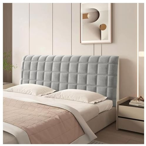 Kopfteilbezug Bettkopfbezug Doppelbett King-Size-Bett Samt Bett-Kopfteil-Schonbezug Stretch Einzel-/Doppelbett-Kopfteil-Bezüge gepolsterter Bett-Kopfteil-Schonbezug Schlafzimmer-Dekoration(140cm,grey)