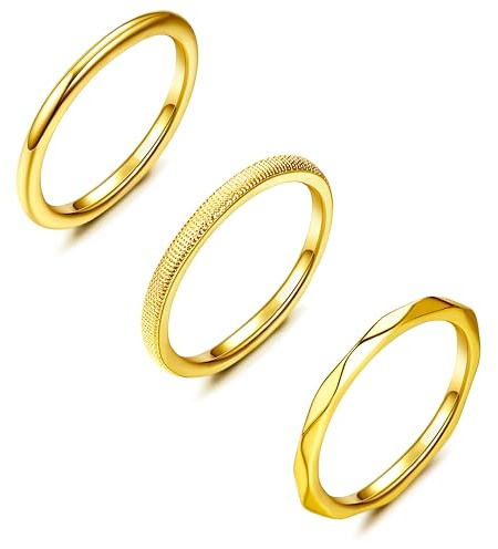 Milacolato 3 Pezzi Anelli in Oro/Argento per Donne e Ragazze Anelli Minimalisti Placcati in Oro e Argento 18K Delicati Impilabili per Nocche Dita e Pollice