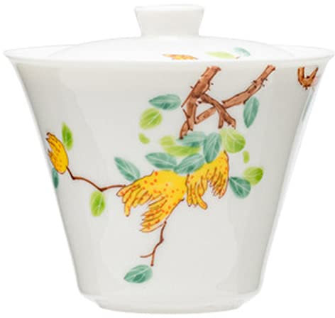 Cuenco de té de Kungfu, juego de té Gaiwan, sopera de porcelana blanca pintada a mano de 135 ml, juego de té de Kung Fu, sopera decorativa