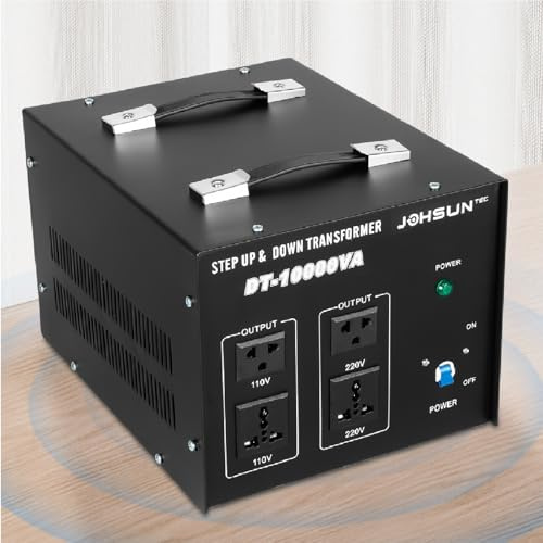 8000W/10000W Voltage Converter Transformer Step Up/Down 110V/220V Heavy Duty Transformer Power Converter Automatic Voltage Regulator Voltage Converter Circuit Breaker Protection (DT-10000VA)