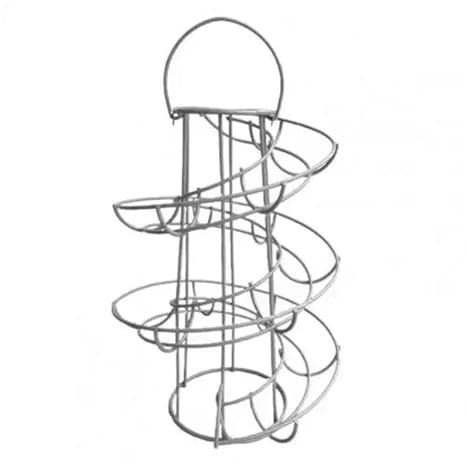 Portauova multifunzionale a spirale, stabile, in ferro solido, creativo, salvaspazio, per la cucina (grigio argento)