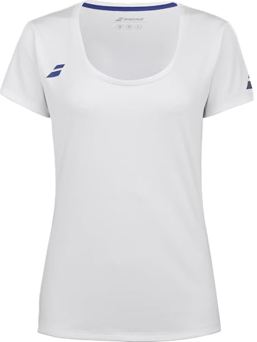 Babolat, T-Shirt Modell Play Cap, für Mädchen, 8-10 Jahre, Weiß, Elastisches Material, V-Ausschnitt, Kurze Ärmel, Ideal für Training und Wettkampf, Geeignet für Einzelspieler und Teams